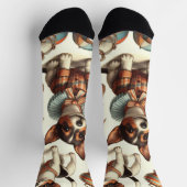 かわいいヴィンテージ玩具キツネテリアシームレス ソックス (上部)
