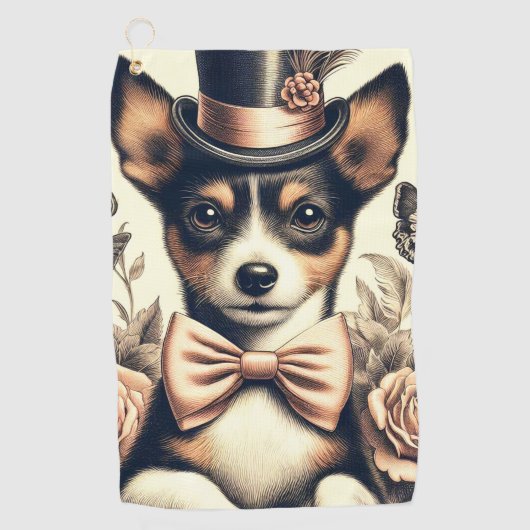 かわいいヴィンテージ玩具キツネテリア ゴルフタオル (正面)