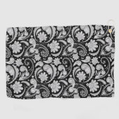 かわいいヴィンテージ白黒ペイズリーパターン ゴルフタオル (横)