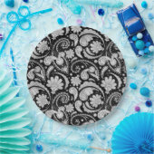 かわいいヴィンテージ白黒ペイズリーパターン ペーパープレート (パーティー)