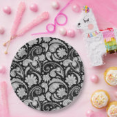 かわいいヴィンテージ白黒ペイズリーパターン ペーパープレート (パーティー)