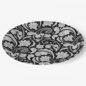 かわいいヴィンテージ白黒ペイズリーパターン ペーパープレート (アングル)
