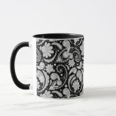 かわいいヴィンテージ白黒ペイズリーパターン マグカップ (左)