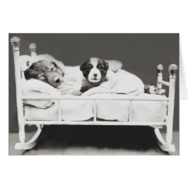 かわいいヴィンテージ眠る犬と子犬カード