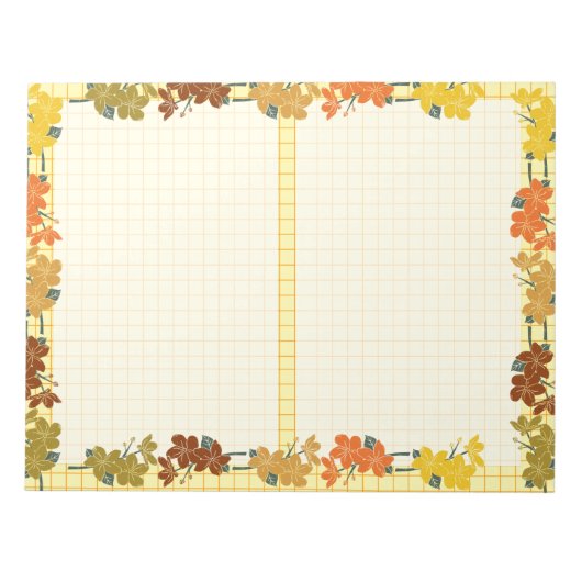 かわいいヴィンテージ秋フローライエローオレンジパターン ノートパッド (正面)