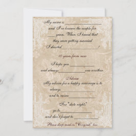 かわいいヴィンテージ紙 白いレースのアドバイスコメントカード 招待状