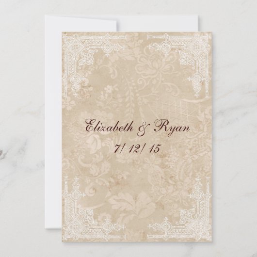 かわいいヴィンテージ紙 白いレースのアドバイスコメントカード 招待状 (裏面)