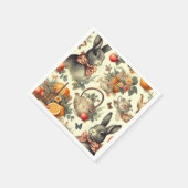 かわいいヴィンテージ絵画ウサギ スタンダードカクテルナプキン (角)