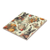 かわいいヴィンテージ絵画ウサギ タイル (側面)