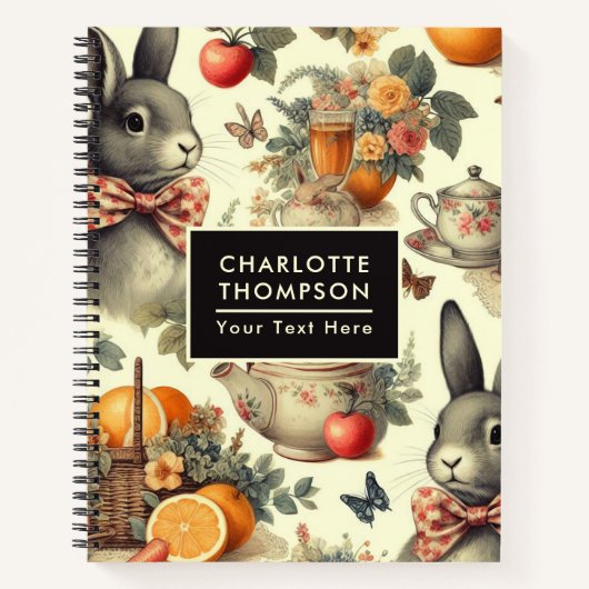 かわいいヴィンテージ絵画ウサギ ノートブック (正面)