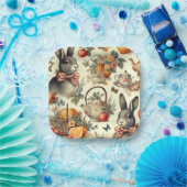 かわいいヴィンテージ絵画ウサギ ペーパープレート (パーティー)