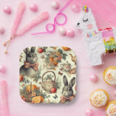 かわいいヴィンテージ絵画ウサギ ペーパープレート (パーティー)