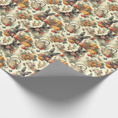 かわいいヴィンテージ絵画ウサギ ラッピングペーパー (角)