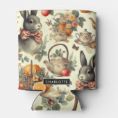 かわいいヴィンテージ絵画ウサギ 缶クーラー (裏面)