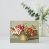 かわいいヴィンテージ花籠 ポストカード (スタンド正面)
