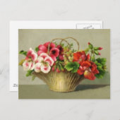 かわいいヴィンテージ花籠 ポストカード (正面/裏面)