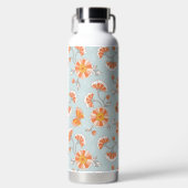 かわいいヴィンテージ花蝶パターン ウォーターボトル (正面)