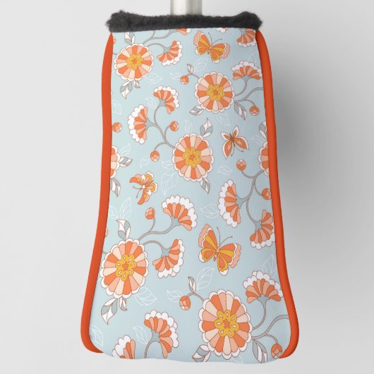 かわいいヴィンテージ花蝶パターン ゴルフヘッドカバー (回転90)