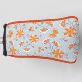 かわいいヴィンテージ花蝶パターン ゴルフヘッドカバー (正面)