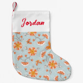 かわいいヴィンテージ花蝶パターン スモールクリスマスストッキング (正面)