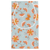 かわいいヴィンテージ花蝶パターン スモールペーパーバッグ (裏面)