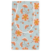 かわいいヴィンテージ花蝶パターン スモールペーパーバッグ (正面)