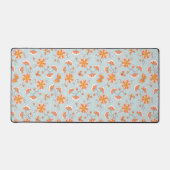 かわいいヴィンテージ花蝶パターン デスクマット (正面)