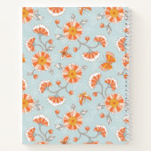 かわいいヴィンテージ花蝶パターン ノートブック (裏面)