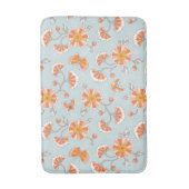 かわいいヴィンテージ花蝶パターン バスマット (正面縦)