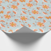 かわいいヴィンテージ花蝶パターン ラッピングペーパー (角)