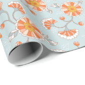 かわいいヴィンテージ花蝶パターン ラッピングペーパー (ロールコーナー)