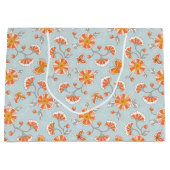 かわいいヴィンテージ花蝶パターン ラージペーパーバッグ (正面)