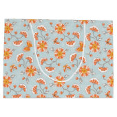 かわいいヴィンテージ花蝶パターン ラージペーパーバッグ (裏面)