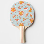 かわいいヴィンテージ花蝶パターン 卓球ラケット (正面)