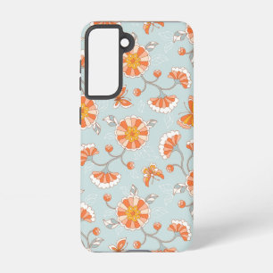 かわいいヴィンテージ花蝶パターン SAMSUNG GALAXY S21ケース