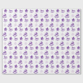 かわいいヴィンテージ薄紫クリスマスパターン ラッピングペーパー (フラット)