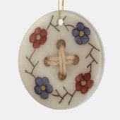 かわいいヴィンテージ裁縫ボタンと花 セラミックオーナメント (左)