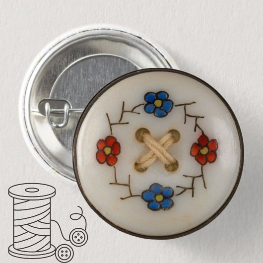 かわいいヴィンテージ裁縫ボタン 缶バッジ