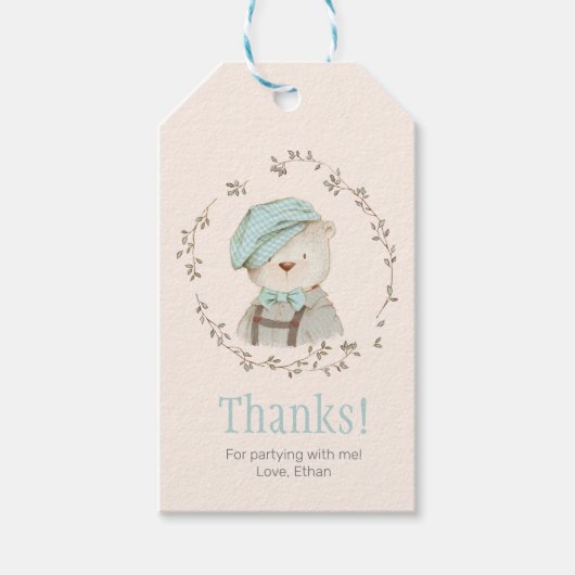 かわいいヴィンテージ誕生日サンキューラベル |メッセージカード ギフトタグ (正面)