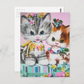 かわいいヴィンテージ誕生日猫はがき ポストカード (正面/裏面)