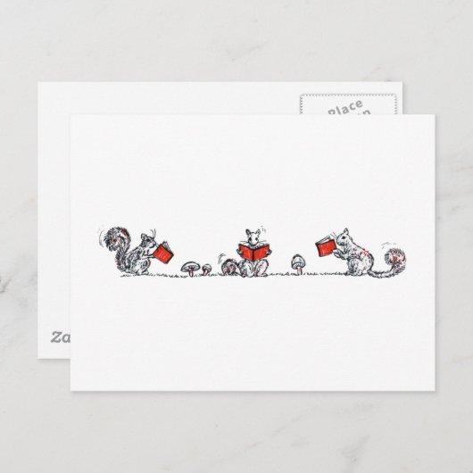 かわいいヴィンテージ読リスの本 ポストカード (正面/裏面)