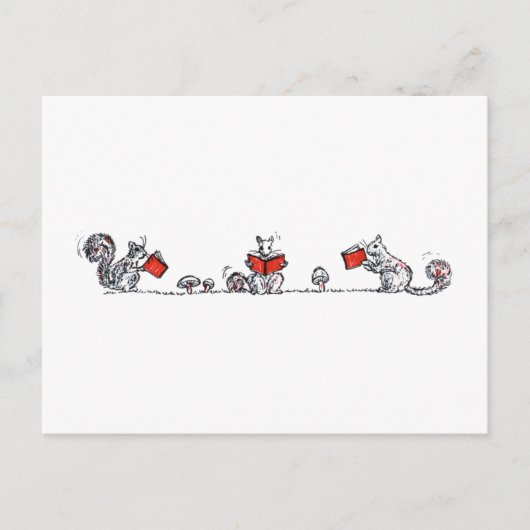 かわいいヴィンテージ読リスの本 ポストカード (正面)