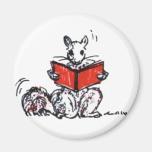 かわいいヴィンテージ読リスの本 マグネット (正面)