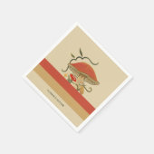 かわいいヴィンテージ赤キノコ スタンダードカクテルナプキン (角)