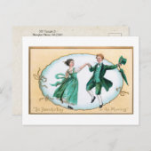 かわいいヴィンテージ踊りアイリッシュカップル シーズンポストカード (正面/裏面)