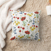 かわいいヴィンテージ野生の花ポピーデイジーパターン クッション (ブランケット)