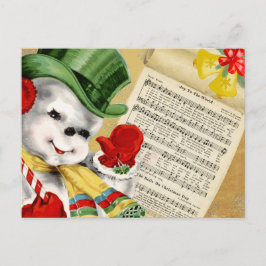 かわいいヴィンテージ雪だるまクリスマスの喜び世界 ポストカード