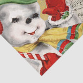 かわいいヴィンテージ雪だるまクリスマスの喜び世界 薄葉紙 (詳細)