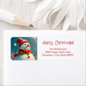 かわいいヴィンテージ雪だるまクリスマス差出人住所 ラベル (インサイチュ)