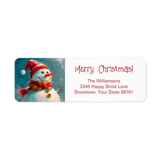 かわいいヴィンテージ雪だるまクリスマス差出人住所 ラベル (正面)